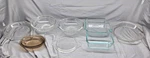 Pyrex Clear Glass Baking Lot Of 7214 10" 9" 8" Square Circle Oval Lid Pie. Fixed Price $25.00.