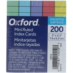 Oxford Mini Index Cards, Ruled, 3". 2.5" Assorted Colors, 200 Ea. Fixed Price $10.39.
