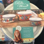 Pioneer Woman Dazzling Dahlias Kitchen Ceramic Storage Containers Lids 3-PC New. Fixed Price $49.99.