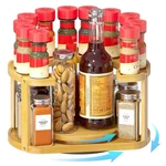 2 Tier Bamboo Spice Rack Organizer, Lazy Susan Turntable For Cabinet, Home Ki.... Fixed Price $45.78.