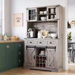 72" Kitchen Pantry Storage Cabinet & Hutch, Farmhouse Buffet W/sliding Barn Door. Fixed Price $309.69.