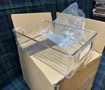 Home Kitchen Fridge Organizer Bins Clear Plastic 9.5 X 5.5 2.5 6 Pack. Fixed Price $26.39.