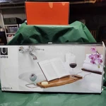 Umbra Aquala Bamboo Bathtub Caddy Expandable Book Wine Holder. Fixed Price $49.53.