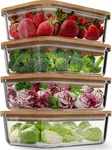 Glass Food Storage Containers With Bamboo Lids (4 Pack, 36 Ounce) Clear,beige. Fixed Price $58.48.