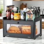 Black Wooden Bread Box Kitchen Countertop Large Capacity Storage Container. Fixed Price $52.28.