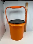 Tupperware Halloween Orange Canister Bucket 5L Handle Lid Trick Treat. Fixed Price $25.19.