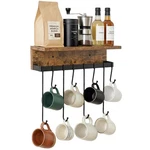 Wall Mounted Mug Holder, Floating Shelf With Hooks Wooden Decorative Storage .... Fixed Price $27.68.