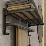 Matte Black 50CM Folding Towel Rack Wall Mount Aluminum Double Bar Hook. Fixed Price $29.50.