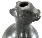 Chimu Blackware Pottery Jar, Llama Head, Peru Coat Of Arms, Double-headed Condor. Fixed Price $385.00.
