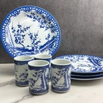 4 Sets Himark Kitchen Gourmet Plum Blossom Plate And Cup - Blue White. Fixed Price $29.99.