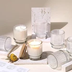 Devi 7OZ Clear Ribbed Glass Candle Jars For Making - Set Of 8 With Lids. Fixed Price $26.38.