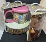 Garden Botanicals Flowers Lang Tea Mug Set Strainer Lid Gift Box 14OZ. Fixed Price $22.00.