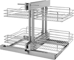 Dual Tier Pullout Shelf Organizer Blind Corners - 18", 4 Shelves, Silver. Fixed Price $1126.99.