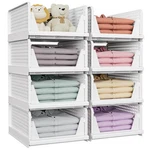 Snslxh 8 Pack Stackable Storage Bins, Multifunctional Foldable Closet.... Fixed Price $89.78.