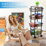 4 Tier Rolling Fruit Vegetable Basket Cart Metal Wire Kitchen Storage Organizer. Fixed Price $51.80.