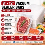 8X12 Vacuum Sealer Bags 100-2000 Pack 4 Mil Embossed Food Saver. Fixed Price $95.99.