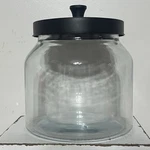 Glass Storage Jar With Matte Black Lid 7 Tall 6 Wide. Fixed Price $14.99.
