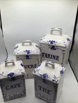 Jay Willfred Andrea Sadek French Blue White Canister Set 4 Made In Portugal. Fixed Price $135.00.