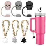 Kwoyos Skull Straw Cover Cap, Halloween 10MM, Black Gray And White. Fixed Price $15.44.