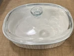 Corningware Casserole French White 2.5 Qt 2.3 Oval Stoneware Dish W/ Lid. Fixed Price $21.95.
