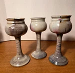SET/3 Studio Pottery Wine Chalice Earth Stoneware Goblets 8.25". Fixed Price $24.00.