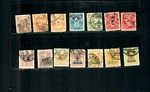 JA0 Unchecked 1913-1930 Classic Tazawa 14 Stamps Used Off Paper Fancy Cancels. Fixed Price $9.95.