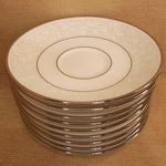 Lenox Opal Innocence Saucer 6" Set Of 9, White, Pearlescent, Platinum Excellent. Fixed Price $59.99.