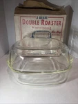 Vtg Anchor Hocking Fireking 3QT Double Roaster Original Box Never Used Nos. Fixed Price $18.50.