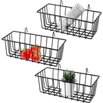 Gddochn 3 Pack Grid Panel Hanging Wire Basket, Storage And Display Black. Fixed Price $19.15.