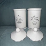 Set Of 2 Le Bain Paris Porcelain Luxe Cotton Swab Pour Maison Apothecary Jars. Fixed Price $29.99.