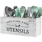 Extra Large Kitchen Utensils Holder With 4 Compartments, Wooden Storage Utens.... Fixed Price $39.38.