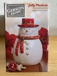 Gibson Home Jolly Plenitude Snowman Stoneware Cookie Jar 7.5" Christmas. Fixed Price $15.00.