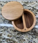 Totally Bamboo Salt Keeper Duet Box With Magnetic Swivel Lid. Fixed Price $18.00.