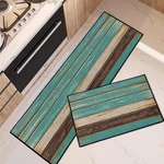 Tayney Rustic Kitchen Rugs And Mats Non Skid Onesize, Stripes Teal Brown. Fixed Price $36.99.