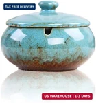 Lependor Ceramic Ashtray With Lids, Windproof, Cigarette For Indoor. Fixed Price $16.82.
