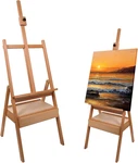 Studio Easel With Storage Mast Adjustable 75" Hold Canvas Up 41" Beechwood. Fixed Price $85.99.