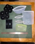 (5) Stasher Silicone Reusable Storage Bag Set Plus Glacio Ice Cube Tray. Fixed Price $20.00.