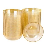50PACK Plastic Bowls - Disposable Crystal Salsa/dessert 10OZ Gold Glitter. Fixed Price $34.95.
