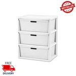 Sterilite Wide 3 Drawer Cross Weave Tower, White Plastic Storage Chest Organizer. Fixed Price $28.99.