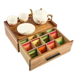 Acacia Wood Tea Bag Organizer 12-COMPARTMENT Capacity Box Sto.... Fixed Price $62.29.