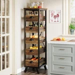 5-TIER Wood Fruit Vegetable Storage Rack, Narrow Snack Stand Kitchen Basket. Fixed Price $104.49.