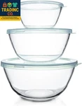 Glass Mixing With Lids SET(4.5QT, 2.7QT, 1.1QT)-LARGE Bowls,. Fixed Price $55.99.