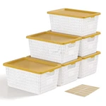 Eoenvivs Storage Bins Bakets With Lids 6 Pack, Stackable Organizer For S.... Fixed Price $36.01.