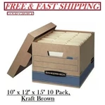 Bankers Heavy Duty Storage Boxes, 10" 12" 15" (10 Pack), Kraft Brown. Fixed Price $37.20.