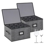2-PACK Wine Glass Storage Box With Dividers, Hard Shell Stemware Case Holds 2.... Fixed Price $55.00.