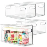 Plastic Food Storage 6 Pack Clear Container Bin With Handles For Or... Fast Ship. Fixed Price $65.99.