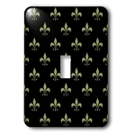 3DROSE Gold Fleur De Lis Toggle Switch - Black Background Christian Saintssymbol. Fixed Price $11.75.