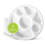 Three Leaf 7 Compartment Bagasse Round Plate, 200 Ct. Heavy-duty- Super Stron.... Fixed Price $132.20.