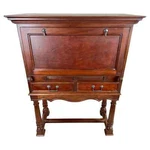 Traditional Style Mahogany Wine Bar Secretary Cabinet By South Cone Trading. Fixed Price $825.00.