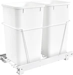 Double 27 Qt Pull Out Chrome Wire Trash Can Container Bin Bottom Mount For Kitch. Fixed Price $162.99.
